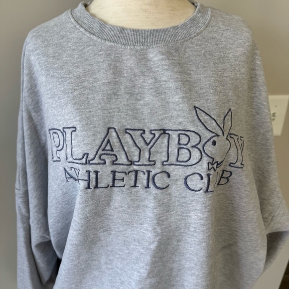 PacSun Playboy Bunny Baggy Soft Gray Fleece Crew Neck Sweatshirt - Picture 7 of 8